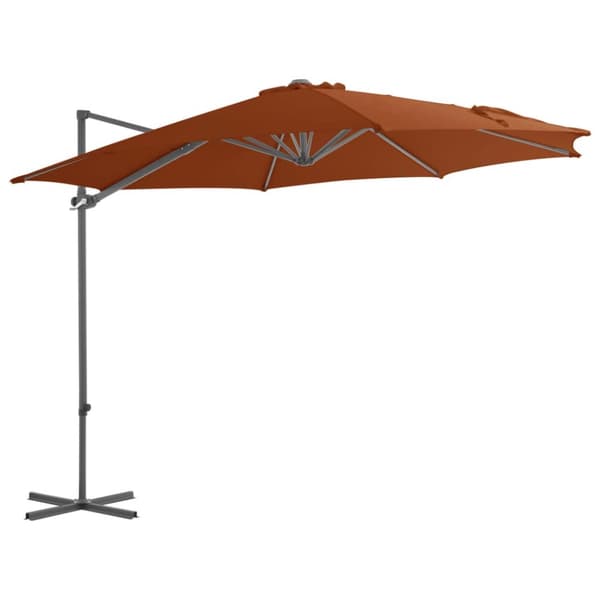 Aurinkovarjo cantilever terästolpalla 300 cm terrakotta