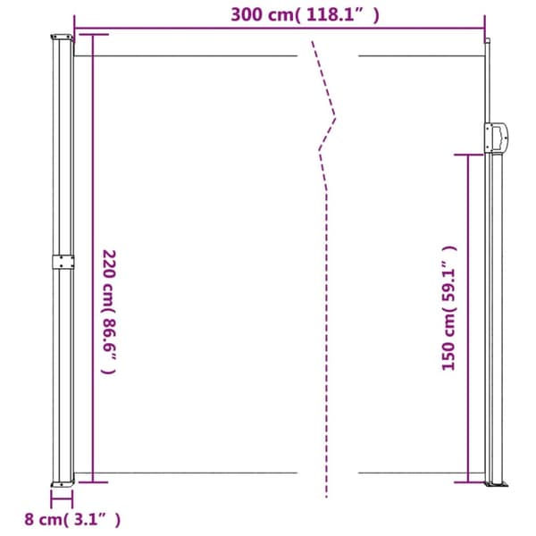 vidaXL Uttrekkbar sidemarkise brun 220x300 cm