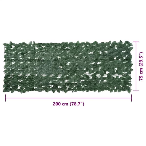 vidaXL altanafskærmning 200x75 cm mørkegrønne blade