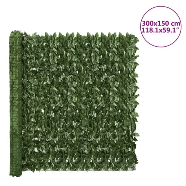 vidaXL altanafskærmning 300x150 cm med mørkegrønne blade