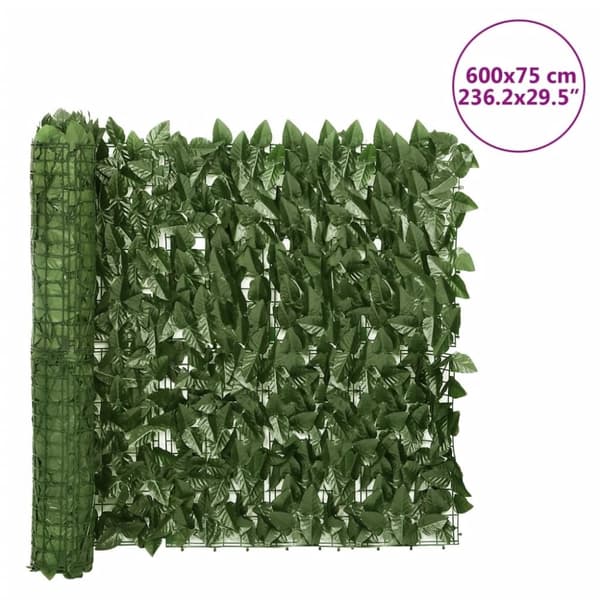 vidaXL altanafskærmning 600x75 cm med mørkegrønne blade