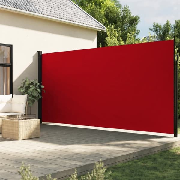 vidaXL Sisäänvedettävä sivumarkiisi punainen 200x600 cm