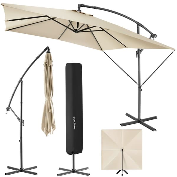 Solparasoll Apollon med vevmekanism 2,5 x 2,5 m - beige