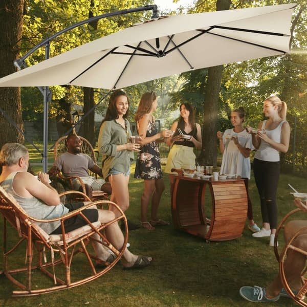 Parasol Apollon med håndsving 2,5 x 2,5 m - beige