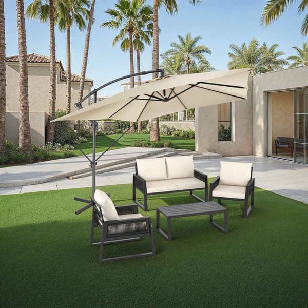 Parasol Apollon med håndsving 2,5 x 2,5 m - beige