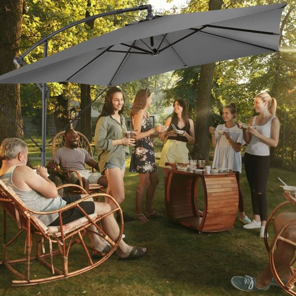 Parasol Apollon med håndsving 2,5 x 2,5 m - lysegrå