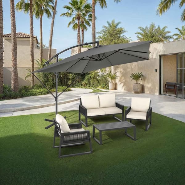 Parasol Apollon med håndsving 2,5 x 2,5 m - lysegrå