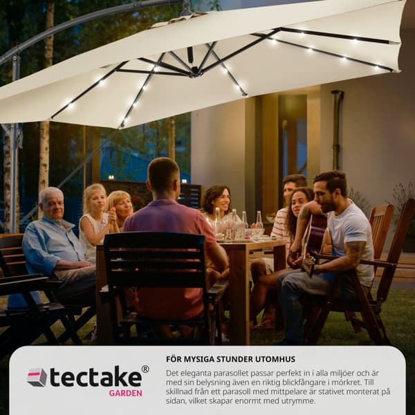 Solparasoll Sunna med LED solcellsbelysning och vev 2,5 x 2,5 m - beige