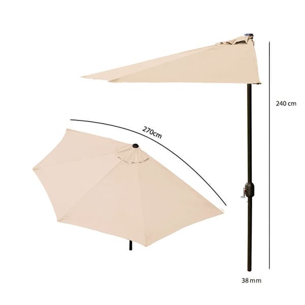 Altanparasol - halv parasol - med svejse - 240 cm - beige