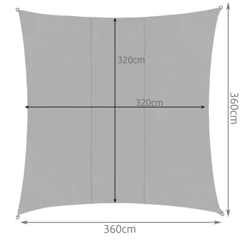 Aurinkopurje / Purjekangas - Vedenpitävä - 3,6x3,6 m - 180g/m2