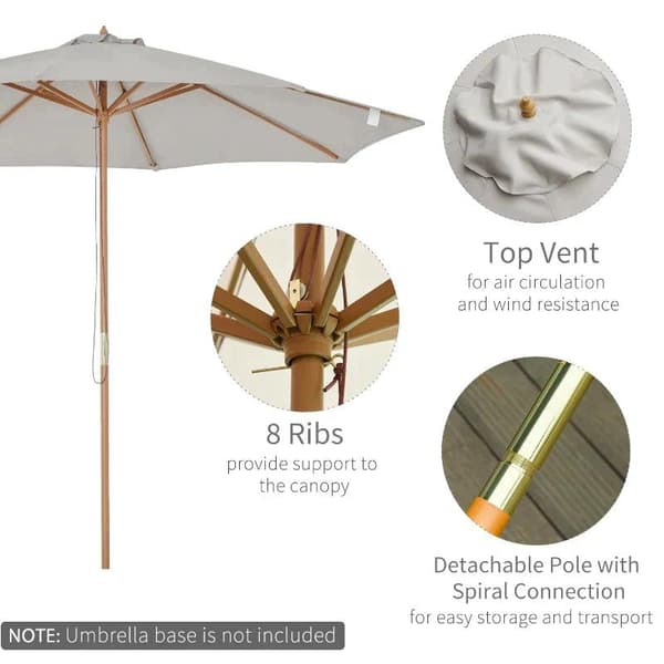 Rootz Parasol - Garden Parasol - Sun Protection - Garden Umbrella - Umbrella - Hand Crank
