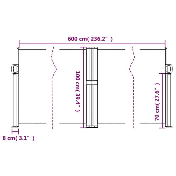 vidaXL Uttrekkbar sidemarkise 100x600 cm blå