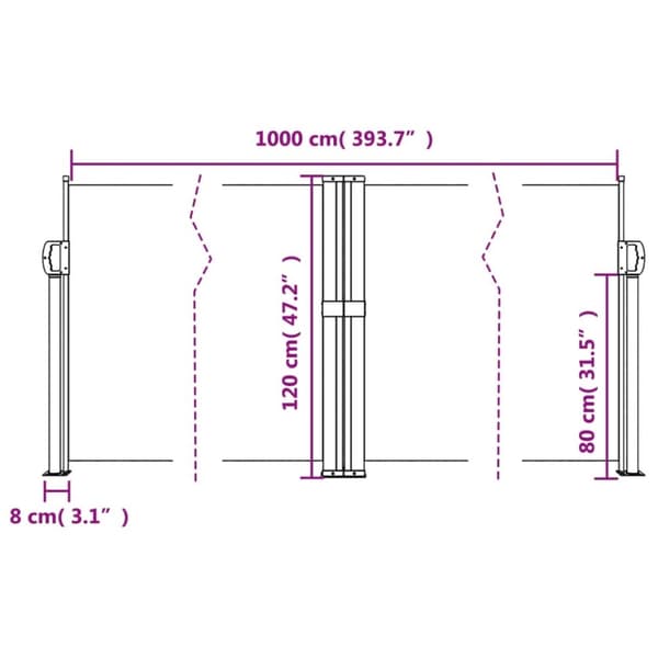 vidaXL Uttrekkbar sidemarkise 120x1000 cm brun