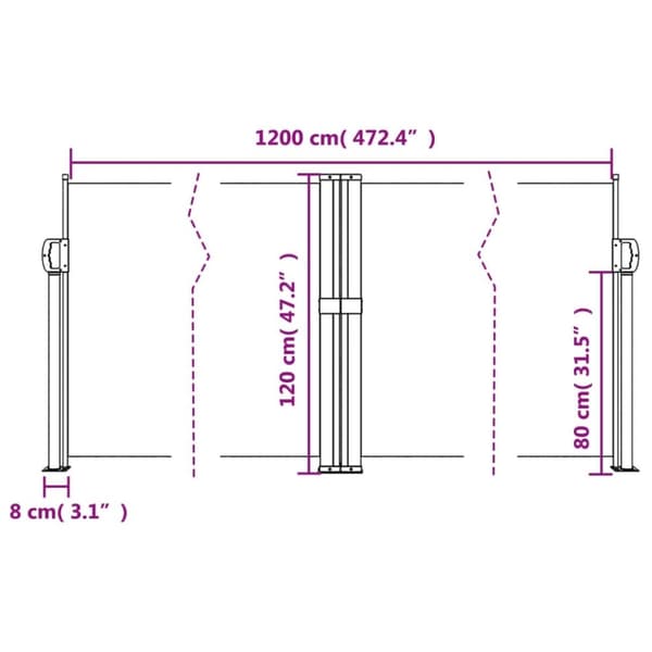 vidaXL Uttrekkbar sidemarkise brun 120x1200 cm