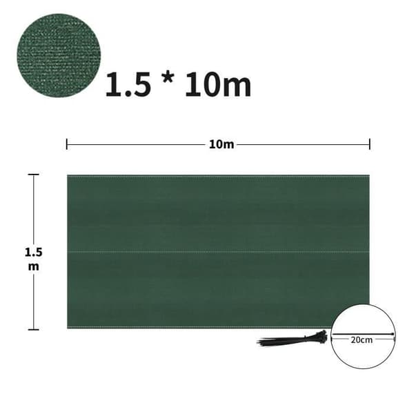 XMTECH Skuggnät HDPE 1,5x10m Skuggstängsel Vindskydd med buntband, mörkgrön