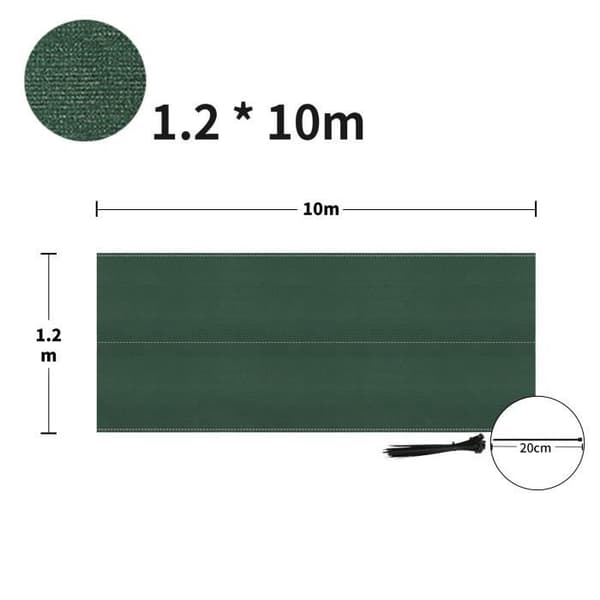 XMTECH Skuggnät HDPE 1,2x10m Skuggstängsel Vindskydd med buntband, mörkgrön