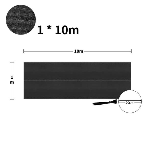 XMTECH Skuggnät HDPE 1x10m Skuggstängsel Vindskydd med buntband, antracit