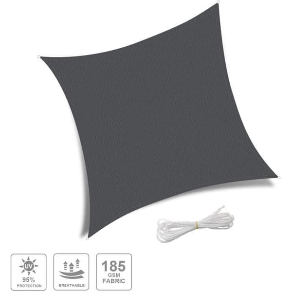 Haikus Square Shade Segel 4x4m, Andas HDPE Shade Duk UV-strålskydd för trädgårdsterrass, Grafit