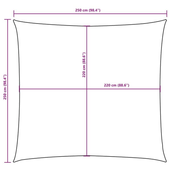 Aurinkopurje Oxford-kangas neliö 2,5x2,5 m valkoinen