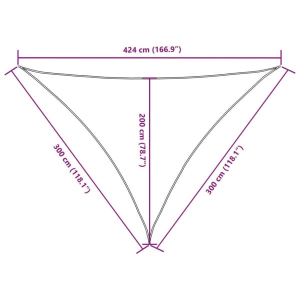 Aurinkopurje Oxford-kangas kolmio 3x3x4,24 m kerma
