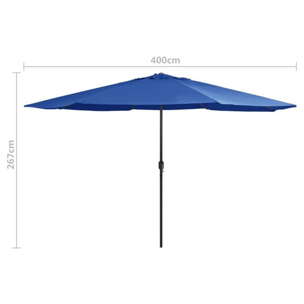 Aurinkovarjo metallirunko 400 cm taivaansininen