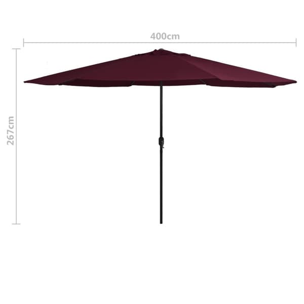 Aurinkovarjo metallirunko 400 cm viininpunainen