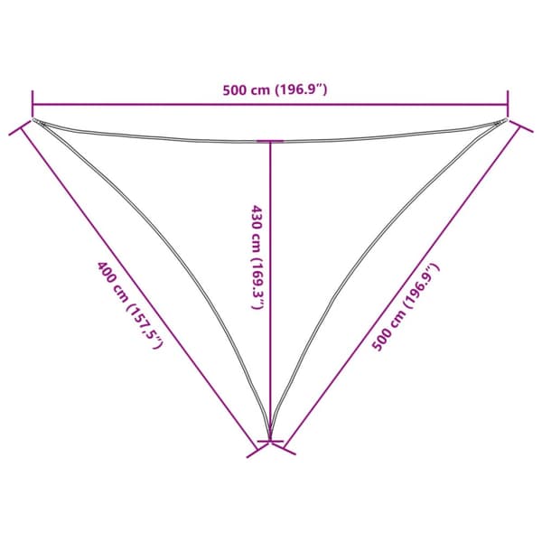 Aurinkopurje Oxford-kangas kolmio 4x5x5 m kerma