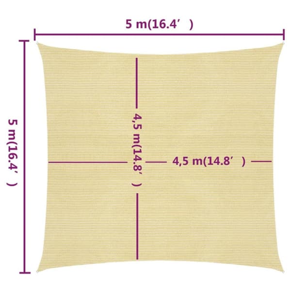Solsegel 160 g/m² beige 5x5 m HDPE