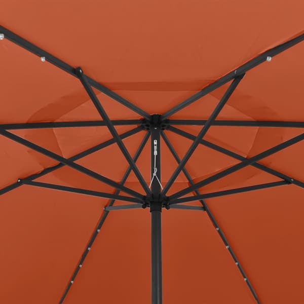 parasol m. LED-lys + metalstang 400 cm terrakotta