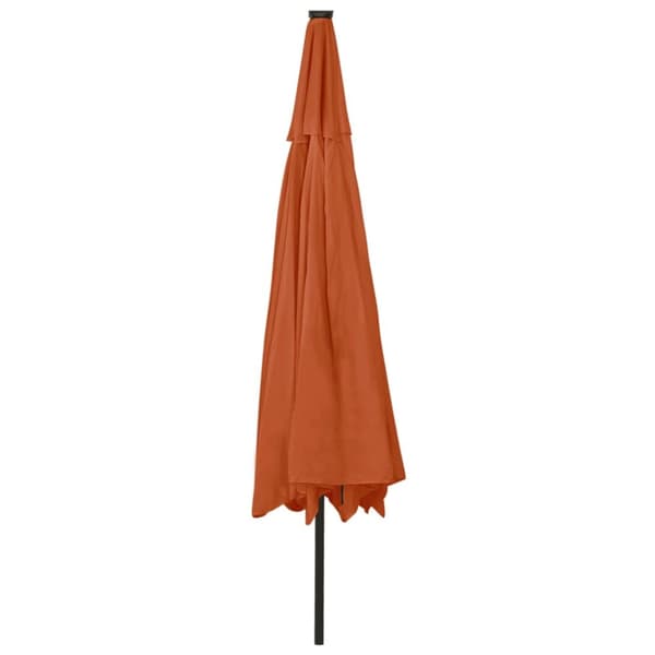 parasol m. LED-lys + metalstang 400 cm terrakotta