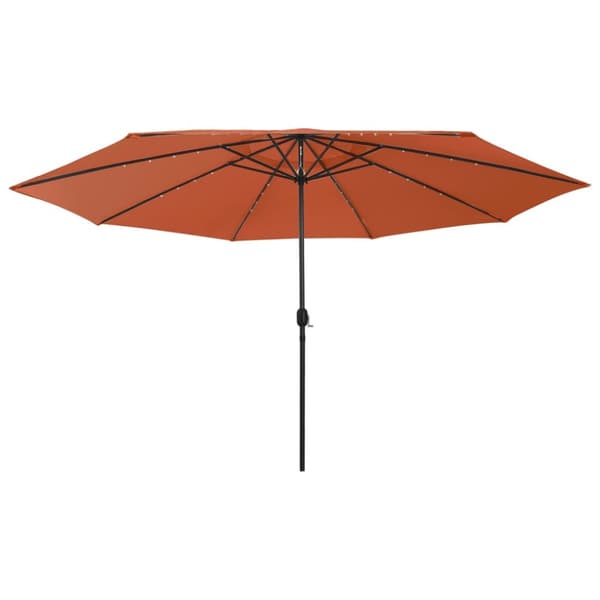 parasol m. LED-lys + metalstang 400 cm terrakotta