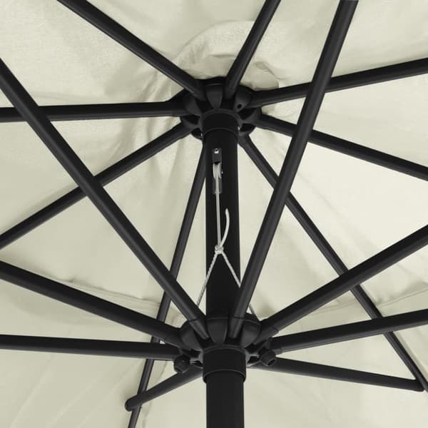 Aurinkovarjo metallitolpalla 390 cm hiekanvalkoinen