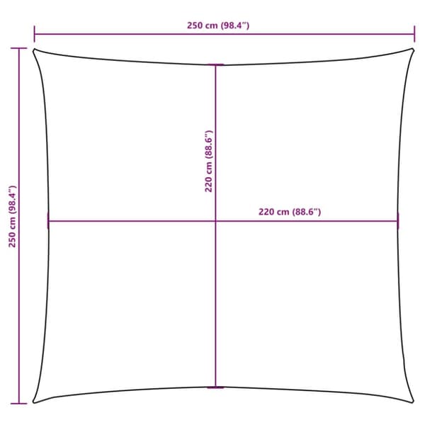 Solsegel oxfordtyg fyrkantigt 2,5x2,5 m beige