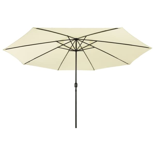 parasol m. LED-lys + metalstang 400 cm sandfarvet