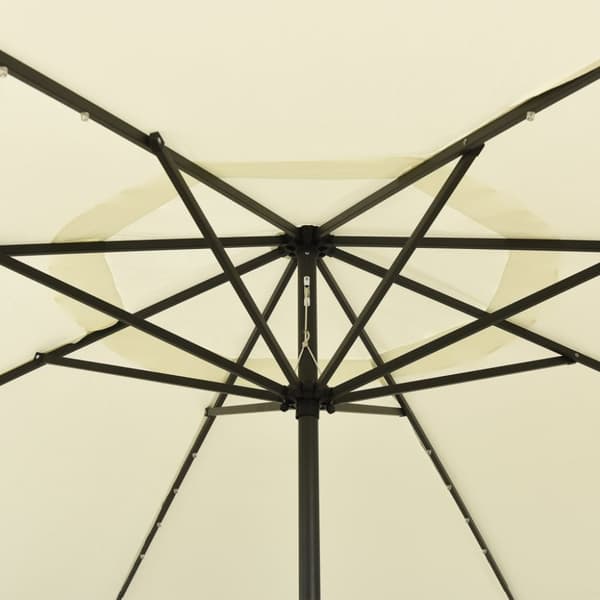 parasol m. LED-lys + metalstang 400 cm sandfarvet