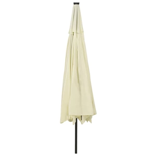 parasol m. LED-lys + metalstang 400 cm sandfarvet