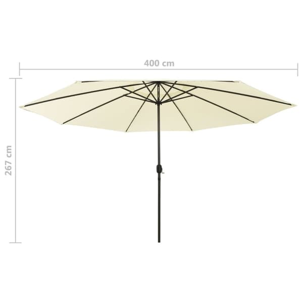 parasol m. LED-lys + metalstang 400 cm sandfarvet