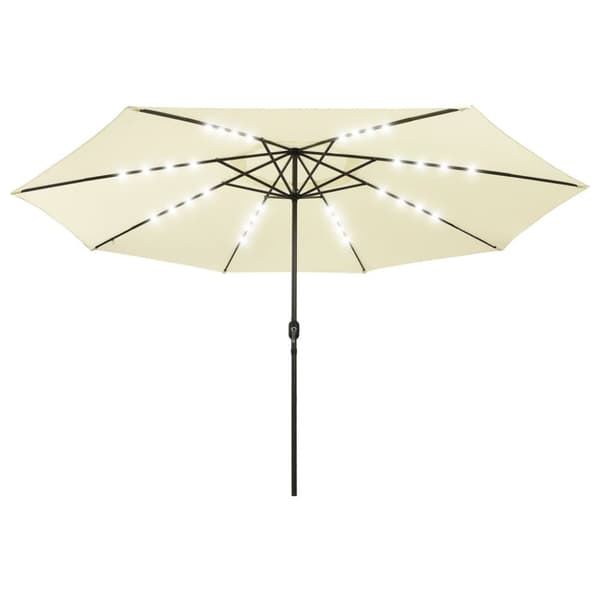 parasol m. LED-lys + metalstang 400 cm sandfarvet