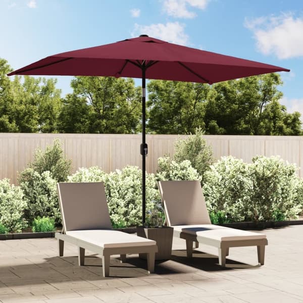 udendørs parasol med metalstang 300 x 200 cm bordeauxrød
