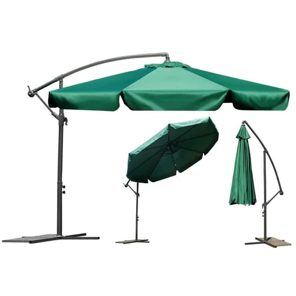 Sammenklappelig haveparaply, 8 segmenter, grøn, 350 cm
