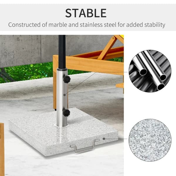 Rootz Mobile Parasol Stand - Paraply Stand - Paraply Base 25kg - Sunshade Marble Stand - Marmor + Rustfrit Stål - Hamp Grå - 40x40x36 cm