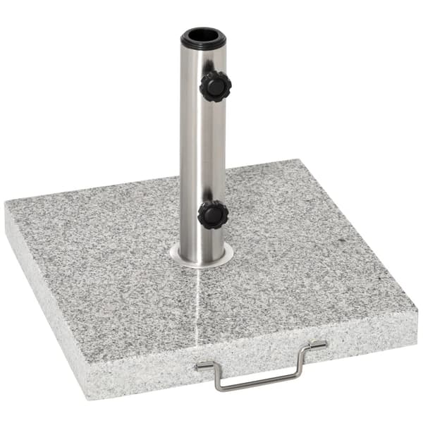 Rootz Mobile Parasol Stand - Paraply Stand - Paraply Base 25kg - Sunshade Marble Stand - Marmor + Rustfrit Stål - Hamp Grå - 40x40x36 cm