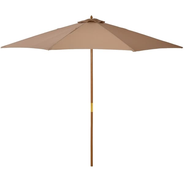 Rootz-aurinkovarjo - Puinen sateenvarjo - Puutarhasateenvarjo - Bambuinen aurinkovarjo - Sateenvarjokatos - Parveke - Khaki - Ø300 x K250 cm