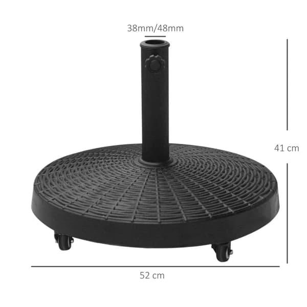 Rootz Parasol Stand - Paraply Stand - Paraply Holder - Paraply Base - Rattan Look - Syntetisk Resin + Metal - Sort - Ø52 x 41 cm