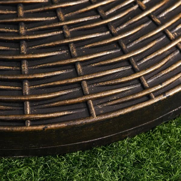 Rootz Parasol Stand - Paraply Stand - Paraply Holder - Paraply Base - Rattan Look - Kurve Stand - Plast + Cement - Antik Bronze - Ø53 x H40 cm