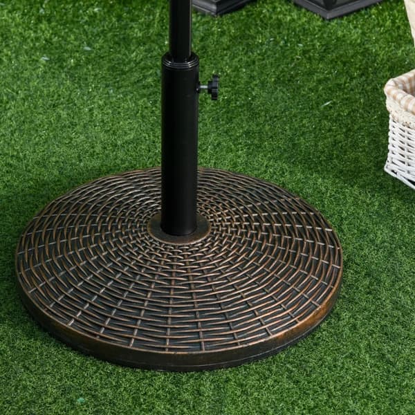 Rootz Parasol Stand - Paraply Stand - Paraply Holder - Paraply Base - Rattan Look - Kurve Stand - Plast + Cement - Antik Bronze - Ø53 x H40 cm