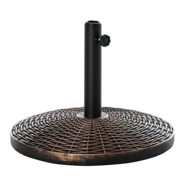 Rootz Parasol Stand - Paraply Stand - Paraply Holder - Paraply Base - Rattan Look - Kurve Stand - Plast + Cement - Antik Bronze - Ø53 x H40 cm