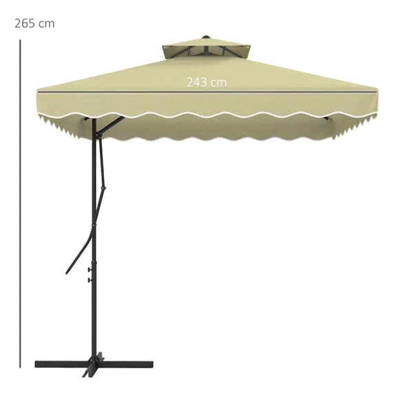 Rootz Parasols Sateenvarjo - Ulokeinen sateenvarjo - Koristeellinen reuna - Ilmastointikatos - Offset Design - Sateenvarjokatto - Metalli-polyesteri -