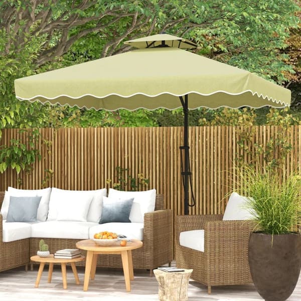 Rootz Parasols Sateenvarjo - Ulokeinen sateenvarjo - Koristeellinen reuna - Ilmastointikatos - Offset Design - Sateenvarjokatto - Metalli-polyesteri -