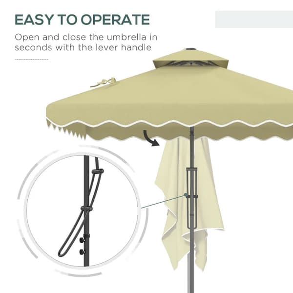 Rootz Parasols Sateenvarjo - Ulokeinen sateenvarjo - Koristeellinen reuna - Ilmastointikatos - Offset Design - Sateenvarjokatto - Metalli-polyesteri -
